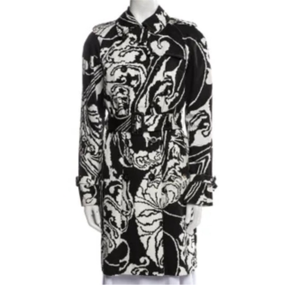 GUCCI Women's Black/White Floral Print Trench Coat.Size 8 (40).RRP 2450$ - Picture 1 of 10